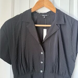 Madewell Black Maria Drapey Banded Bottom Blouse